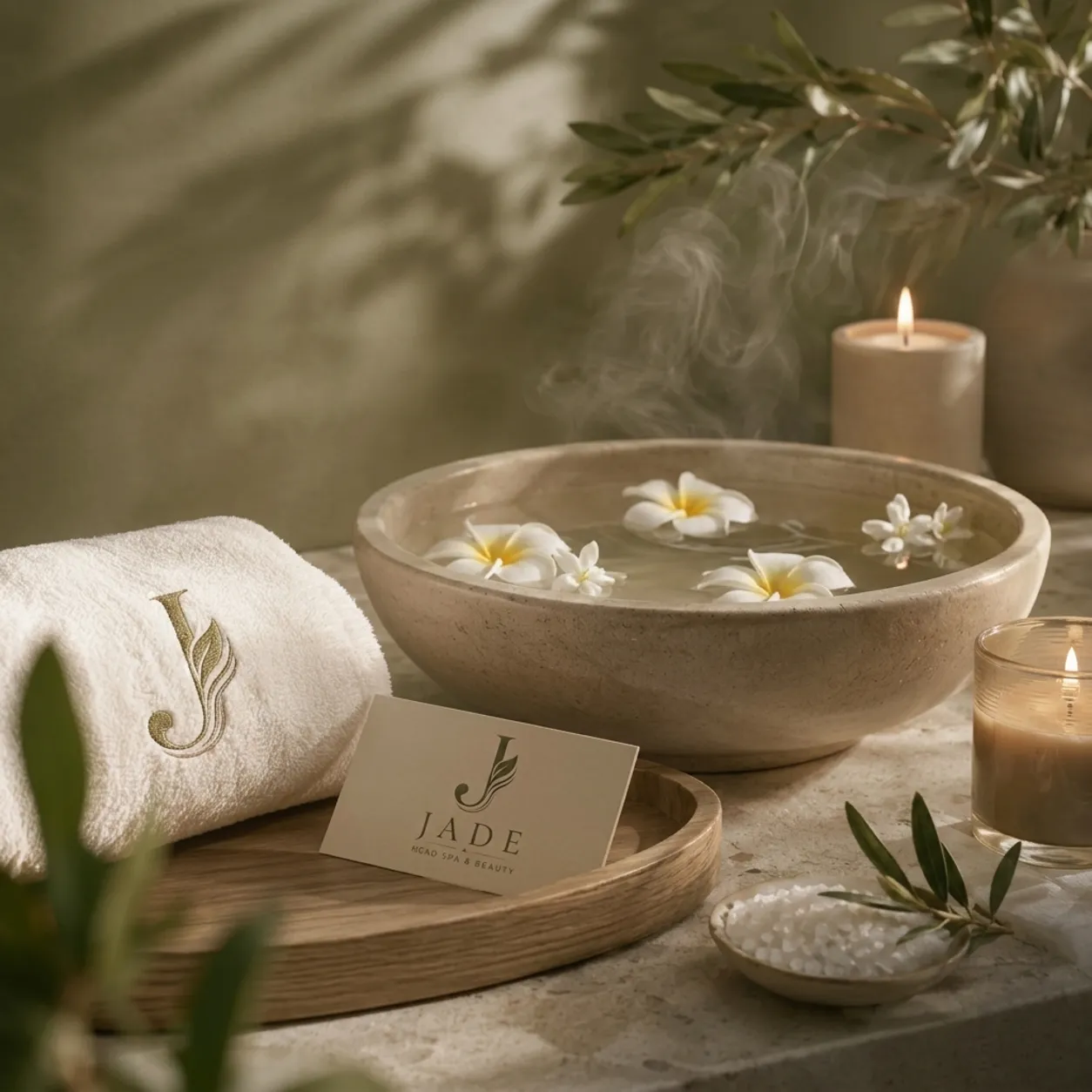 Spa ambiance and candlelight